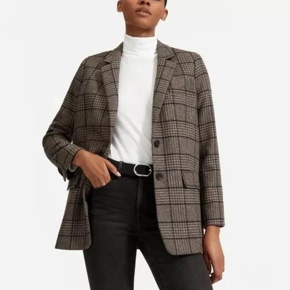 Everlane Italian Oversized Wool Plaid Blazer